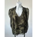 White House | Black Market  Sz M Camo Green Long Sleeve Blouse (B Photo 1