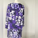 Alfani Purple and Black Geometric Long Sleeve Dress Size L Photo 2