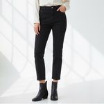 Everlane Women's Black Cotton Blend Cropped Straight Leg Pants Size 2R Photo 5