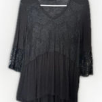 Y2K Black Lacy Babydoll Top Size L Whimsigoth Feminine Coquette Going Out Top Size L Photo 0