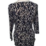 Vince Camuto Leopard Animal Print Ruched Faux Wrap V-Neck 3/4 Sleeve Top Size M Photo 2