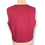 Vintage 90s Coldwater Creek Burgundy Red Wool Knit Sweater Zip Vest Black Trim Size L Photo 4