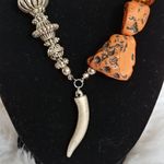 Unique Boho Tribal Silver Bead Necklace Large Silver Earrings Set Photo 1