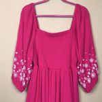 Torrid  Women’s Boho Barbiecore Hot Pink White Floral Print Puff Sleeve Dress Photo 1