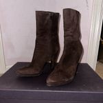 Prada  Dark Brown Suede Platform Ankle Boots Photo 0