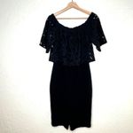 Kate Spade Shoshanna Women's Black Off Shoulder Lace Draped Sheath LBD Party Dress Size 4 Photo 2