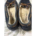 Minnetonka  Cally Moccasins 4014 Blue Suede Faux Fur Lined Slippers Size 7 Photo 1