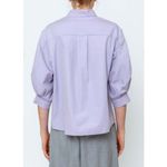 ODEEH Lilac Band Collar Puff Sleeve Button Up Blouse Shirt Women's Size 42 US 10 Purple Photo 1