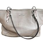 Coach  large Metallic Leather Tote Photo 7