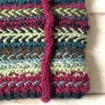 Handmade Crochet Tote Bag Small Purse Handbag Navy Blue Purple Stripes Design 9x6in Photo 2