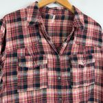 Free People Eight Days a Week Shirt Dress Women's M Red Black Plaid Button-Front Photo 2