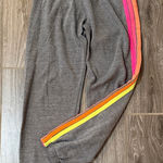 Aviator Nation  Gray 5 stripe neon Sweatpants size small joggers HTF Photo 0