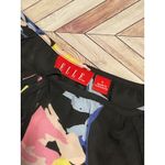 Elle  Black Floral Print Long Sleeve Blouse Women Size L Sheer Lightweight Photo 4