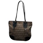 Fendi Navy Zucca Tote - piping wear Photo 0