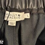 Molly Bracken  Vegan Leather Pants High Waist Drawstring Tapered Leg Size L‎ Photo 3