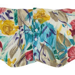 Vintage Strapless Top ANDRADE Resort Floral Print Smocked Bustier Women's Small White Photo 0