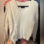 RTA Distressed Cable Knit Echo Sweater White Photo 7