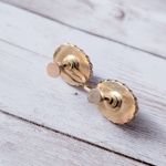 Vintage Screw Back Earrings Light Pink with Iridescent Flakes Domed Oval Photo 5