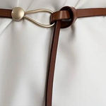 Trendy Knotted‎ Skinny Thin Belt For Women Classic Solid Color PU Leather Brown Photo 0