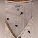 Madewell ‎ Antique Cream Lightspun Peplum Wrap Top in Black Tiny Bows Size XS Photo 6