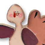 Vintage Crazy Mountain Pin Wooden Turkey Tan Brown Give Thanks Brooch Photo 1