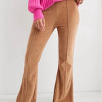 Aerie  Women’s Dark Tan Groove on Velour Ribbed Flare Pant Sz L Photo 0