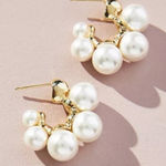 Anthropologie Lake Life Chunky Ascending Pearl Hoop Earrings Photo 0