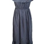 Anna Kaci Women's Blue Off Shoulder Ruffle Tiered Slate Goddess Maxi Dress Sz S Photo 0