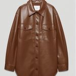 Wilfred NWT Aritzia Cognac The Ganna™ Shirt Jacket Vegan Leather Sz XS Photo 8