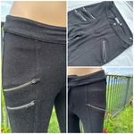 Athleta Ponte black knit Twill moto pants leggings zip pockets sz 0 Photo 6