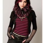 Y2K Punk Goth Furry Knit Scarf Black Pink Fluffy Neck Warmer 3C4G One Size Photo 0