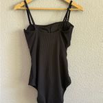 Aerie NWOT  Ribbed Cut Out One Piece Swimsuit in Black Size Large Long Photo 4