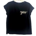 ZARA  black tee with jeweled “yes” Photo 0