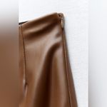 ZARA Vegan Faux Leather High-Waisted Leggings Pants in Cognac Tan Size Small Photo 7
