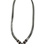 Boutique Silver Tone Flat Chain Arrow Pendent Rhinestone Amethyst Necklace Photo 2