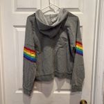 Hot Topic  Gray Rainbow Striped Hoodie Women’s Size XL‎ Pride Photo 4