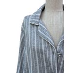 Nicole Miller New York Gray and White Striped Button Down Pajama Shirt NWT Large Photo 4