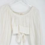 Surf Gypsy  Metallic Stripe Off the Shoulder Tie Back Top M White Photo 2