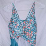 Pink Lily  Blue Floral Print Cut Out One Piece Bathing Suit size medium Photo 2