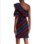 Diesel women's S small one shoulder striped sparkle shimmer ruffle party dress Photo 1