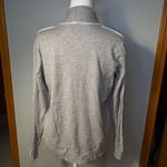 Aaeda Gray Open Front Knit Cardigan Sweater XL Draped Collar Whipstitch Detail Photo 3