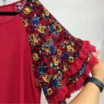 Umgee  L Ruffled Mini linen blend Sundress Raglan tiered Sleeves distressed hem Photo 6