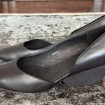 Eileen Fisher Black D'Orsay Leather Wedge Shoes Size 11 Photo 1