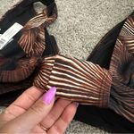 Soma  SWIM Plunge Bikini Top in Lovina Beach Palm M Black Brown Sz. Small NWT Photo 8