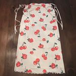 For Love & Lemons Wilma Midi Skirt Cherry Rose Print White Drawstring Ruched Red Photo 6