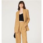 Vince Blazer Womens 12 Tan Drapey Twill Jacket Double Breasted Oversized Tencel Photo 4