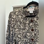 Maggy London Vintage Elegant Black & Tan Floral Button Down Midi Dress Size 12 Photo 1