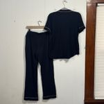 Madewell  Navy Blue Pajama Set Short Sleeve Button Up Pants Medium Loungewear Photo 5