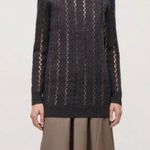 COS Cut-Out gray turtleneck Boiled Wool Tunic sweater crochet ribbed size S cozy Photo 0