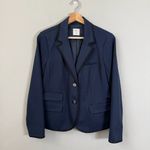 Gap The Academy Ponte Blazer Jacket Women's 8 Navy Blue Black Trim Career Formal Photo 2